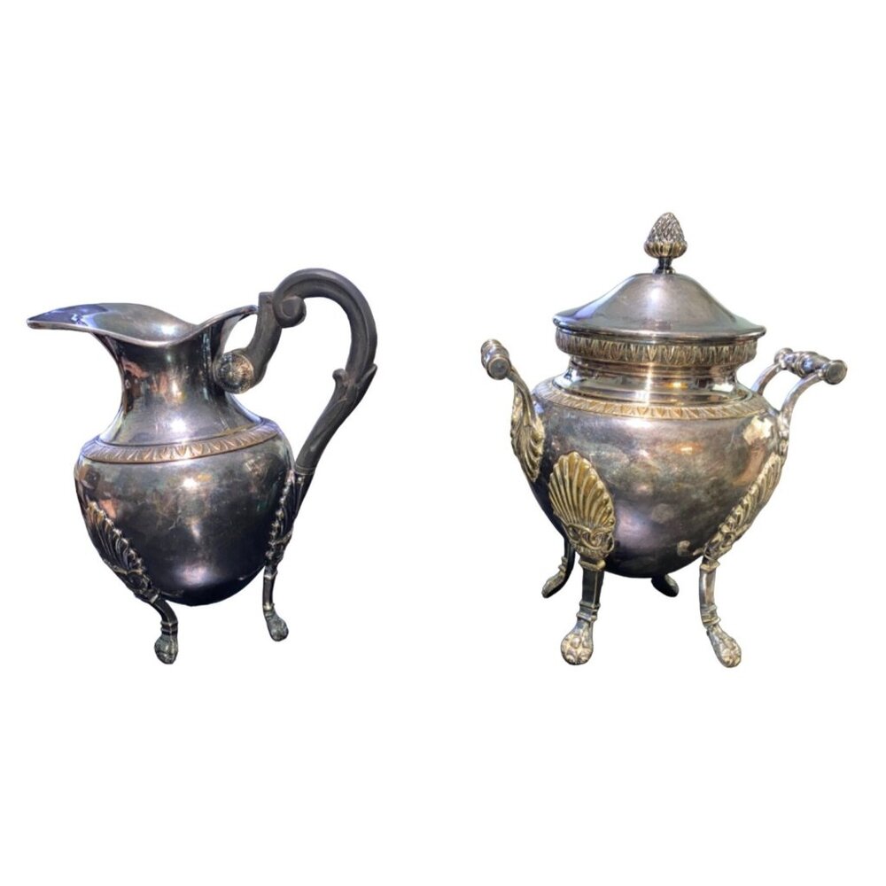 Antique 19th Century French Empire Style Silver-Plated Creamer